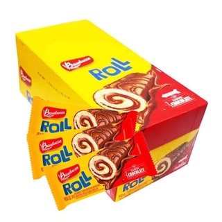 Bolinho Bauducco Roll Cake Chocolate ou Leite caixa c/15un, 34g (1)