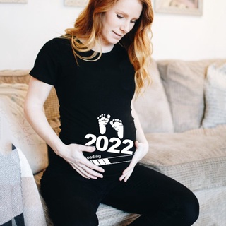 Camiseta De Manga Curta Bebê 2022 Para Gestantes / Maternidade / Gravidez Announcement (4)