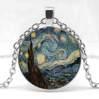 Colar Van Gogh Pingente Arte Pintura Noite Estrelada Bronze (5)
