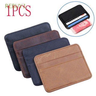 REBUY1 Square Fashion Coin Pocket Business Minimalist Leather Clip Card Holder Men Wallet/Multicolor