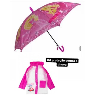 Kit guarda chuva+ capa de chuva infantil. 3 a 8 anos. Cuidado com os pequenos.