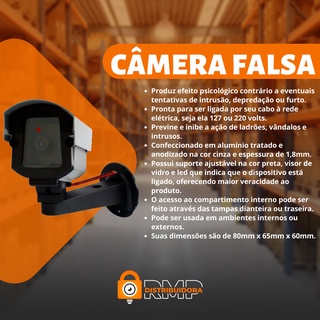 Kit 3 Micro Câmera Falsa com Led para Segurança Residencial Industrial Security Part Intelbras (2)