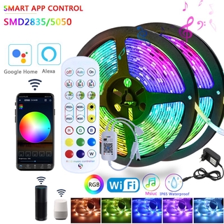 GBKOF Smart LED Strip Music Wifi Phone App Controller RGB 2835 5050 Fita adesiva impermeável para iluminação DC12V Fita decoração de quarto