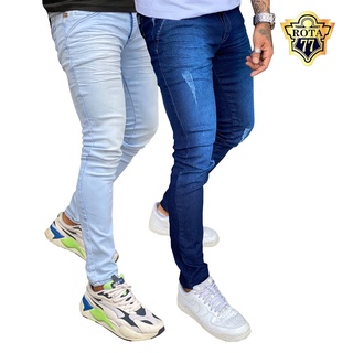 Kit 2 Calça Jeans Masculina Elastano Slim/Skinny (0911)