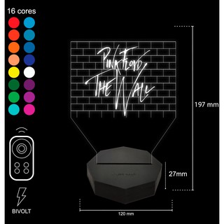Luminária Led Acrílico - Abajur Mod: Pink Floyd - 16 Cores – RGB