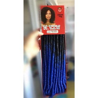 Cabelo Cacheado Dreads Original Nina Softex H. Lin Crochet cor MT2-blue preto com ombre hair azul californiana