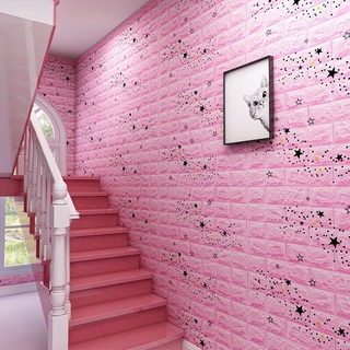 Cor de rosa Papel de parede infantil Adesivo autoadesivo para Espuma Decoração quarto sala de estar (2)