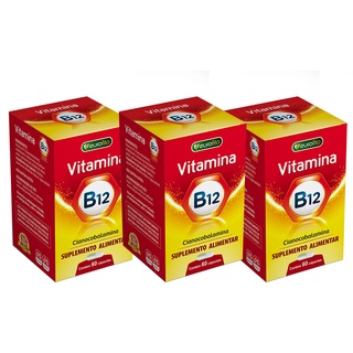 KIT 3 Vitamina Complexo B12 - 60cáps CADA 500mg - Ingerir 1 ao dia (Eurofito)