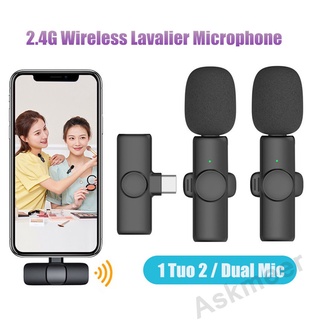 2.4G Wireless Lapel Microphone Noise Reduction Video Recording Lavalier Mic for iOS Type-C Phone