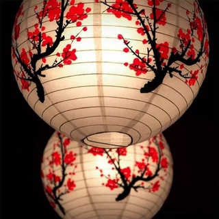 Balão luminária Japonesa de papel com estampa de sakura/bambu/flor