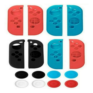 Case Capa Silicone Controle Joy Con Nintendo Switch + Grips Protetores Analogico