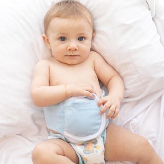 Cinta Ajustável com Bolsa Térmica Para Alívio De Cólicas Bebê Recém Nascido Azul
