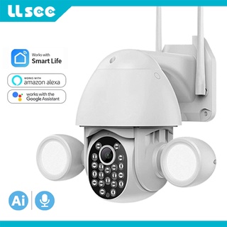LLSEE-Câmera De Segurança CCTV Ao Ar Livre , Inundlight , WIFI , Tuya , Patio Iluminação , AI Detecção Móvel , Com Google Alexa
