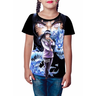 Camiseta/Camisa Feminina Infantil do Anime Naruto / Personagem Hinata