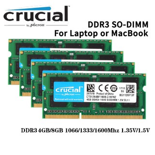 Crucial 4GB 8GB DDR3 1600Mhz Notebook Laptop Macbook Memória RAM PC3L-12800S 1.35V SODIMM RAM (1)