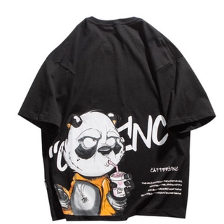 Camiseta Larga Masculina Manga Curta Estampa De Panda (6)