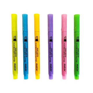 Marca Texto Fluorescente Glitter MOLIN - Kit com 6 cores