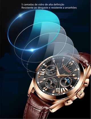 Relógio masculino / Relógio de quartzo luminoso à prova d'água totalmente automático / relógio de aço inoxidável (8)