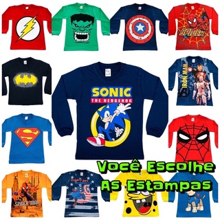 Camiseta Infantil menino Personagens Super Heróis