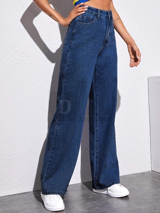 Dadu Calça Jeans Casual Feminina De Cintura Alta Com Perna Larga (8)