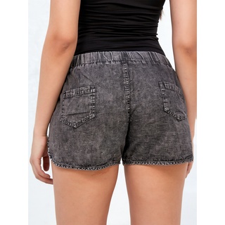 Short Jeans Feminino Cintura Elástico com Bolsos hot pants Verão moda Importado (9)