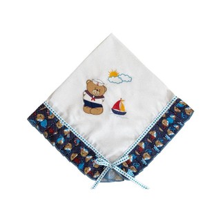 Kit para Bebê - Toalha com Capuz, Manta e Saco de Bebê - Urso Azul ou Ursinho Marinheiro Azul - Bordado (3)