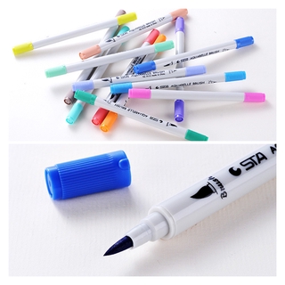 【phara】 STA water soluble marker pen 80 colors double head watercolor marker collection drawing design (Single pen, random color) Watercolor Brush Pen Colors Dual Tip Brush Marker Pens Painting Markers Brush Pen Drawing Art Supplies marker pen