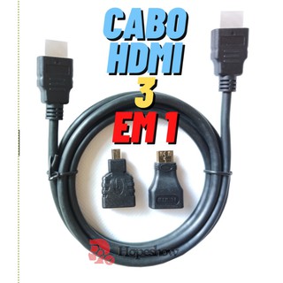 Cabo Hdmi 3 Em 1 Micro E Mini 1.5m Adaptador 3 Pontas 1080p