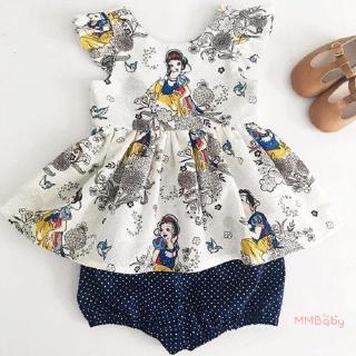 Conjunto Infantil 2 Peças Camiseta Branca De Neve + Calcinha De Bolinha Para Bebês / Meninas Xzq (1)