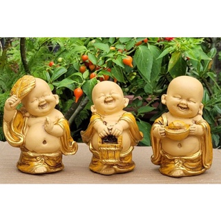 Buda Decoração Sorrindo Trio de Buda Monges da Prosperidade Budas Decoração Jardim Zen FOLHA