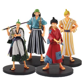 4Pcs/Set Anime One Piece Zoro Luffy Usopp Sanji Action Figures Japanese Warriors Figurine PVC Collection Model Toy