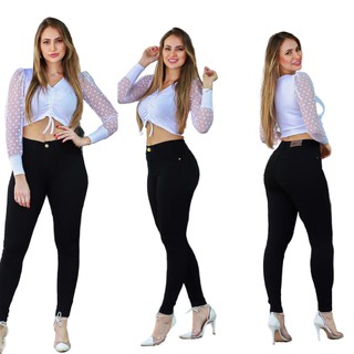 Calça Jeans Feminina Skinny Levanta Bumbum Cintura Alta