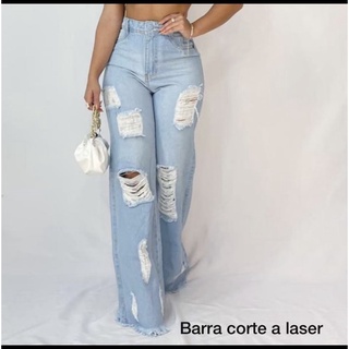 Calça wide leg pantalona jeans destroyed moda blog lançamento 2022