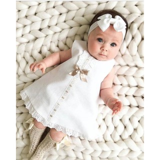 Vestido Branco Festa Batizado Infantil Bebê Menina Ano Novo Fim de Ano Réveillon Modelo Americano Super Moderno Detalhes Dourados (1)