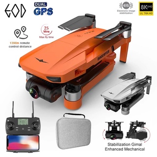 Drone Kf102 4k Laranja Gimbal + Case Motor Brushless GPS 1km alcance Bateria longa duração