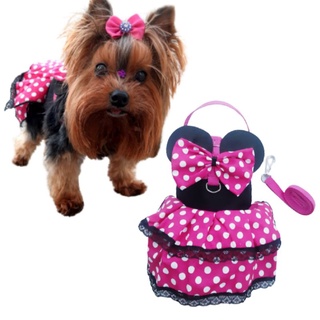 Coleira para Cachorro com Guia Vestido Minnie Pink