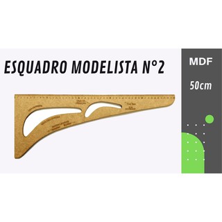 Régua Esquadro Modelista Nº 2 MDF Modelagem Corte Costura Roupas Confecção Cavas