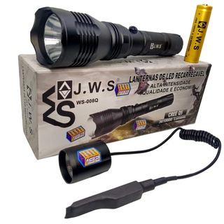 Lanterna Tática Caça Acionador Remoto + Suporte P/ Armas Jws WS-008Q
