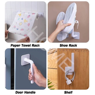 L-Shape Punch-Free Hook Wall Mounted Cloth Hanger for Coats Hats Towels Clothes Kitchen Rack Roll Bathroom Holder (5)