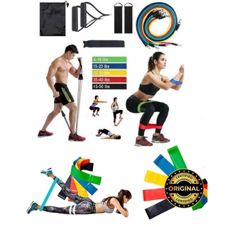 Kit Elástico 11 Peças+ Mini Band 5 Exercicios Academia Treino Malhar Em Casa - Fitness Smart