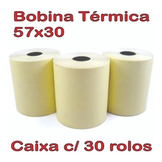 Bobina 57x30 Termica Amarela Para Impressora Térmica 57mm 58mm C/30 Unidades