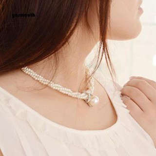 Yar_Colar / Gargantilha / Colar Feminino Com Pingente De Pérolas Sintéticas | YAR_Women Fashion Pendant Chain Choker Faux Pearls Statement Necklace Jewelry (1)