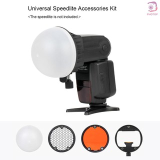 PR*TRIOPO Speedlite Flash Light Modifier Accessories Kit with Magnetic Universal Mount Adapter + Diffuser Ball + Honeyco (5)
