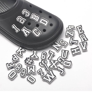 Jibbitz Letras Para Crocs Bae Clog Prata Letra Do Alfabeto Número Pinos Encantos Garoto Sapatos Buraco Acessórios De Decoração