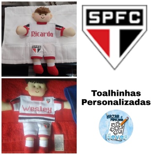 Toalhas para Bebês e crianças do São Paulo < bordada Personalizadas com Nome | Menina e menino | Presente | Bordado | Toalhinha de Boca | Naninha de bebe | toalhinhas