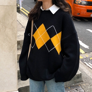 Suéter Tricotado Estampa Geométrica Com Gola Redonda E Manga Comprida (6)