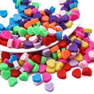 30 Pcs Amor Do Coração Beads Polymer Clay Spacer Para Fazer Jóias DIY Pulseira Colar