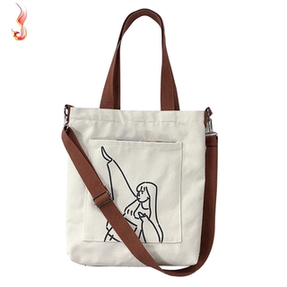 Fashion Women's Canvas Tote Bag Casual Cartoon Shoulder Bag Large Capacity School Handbag Shopping Eco Bag 1 (1)