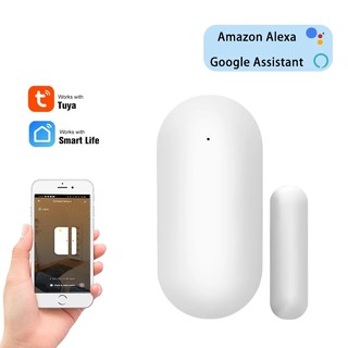 Tuya Smart Wifi Detector de sensor de porta Alarme Notificação de APP de vida inteligente Trabalhe com Alexa Google Home