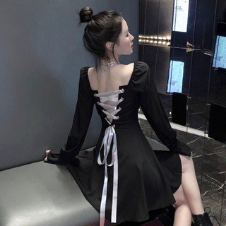 Huhu Vestido Sexy Com Al? A Nica Feminina Retro Estilo Hong Kong Chique Gola Quadrada De Manga Comprida Estilo Hepburn
